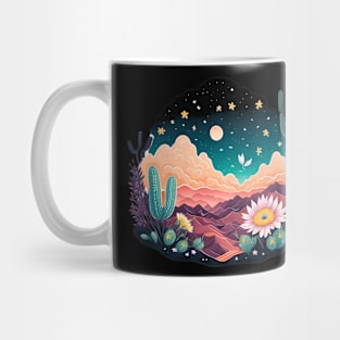 Beautiful Desert and Cactus Moon and Stars Mug